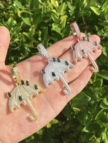 DUBSS 1 Piece Iced Out Umbralla Necklace Pendant For Men 5A Cubic Zirconia Gold Plated Hip Hop Jewelry - Umbrella - View 11