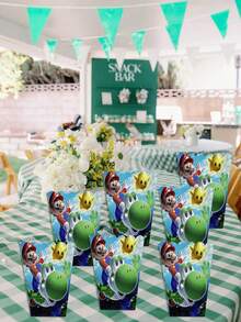 Super Mario 马里奥主题生日派对装饰礼品袋，包含爆米花盒、礼品盒、手提包盒、糖果盒等，适合生日派对装饰。