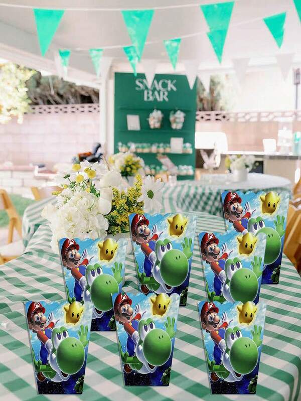 Super Mario Mario Gift Bag Birthday Party Decoration Doll Party Supplies Popcorn Box, Gift Box, Handbag Box, Candy Box Theme Birthday Party Decoration