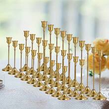 3/6/12/30 Pcs Gold Metal Candle Holders, Candle Stands, Suitable For Fireplace, Party, Christmas, Halloween, Dinner, Wedding, Anniversary, Birthday And Other Occasions, Can Be Used As Tabletop Center Decor (Candles Not Included)