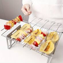 6pcs/12pcs Stainless Steel Barbecue Skewers, Flat Skewers For Grilling Kebabs, Meat, Sausages - Silver - View 5