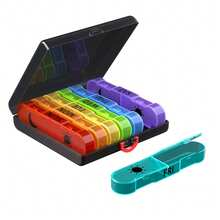Organizador de pastillas desmontable de 7 días, planificador de medicación semanal portátil, 2 veces al día (AM/PM), compartimentos extra grandes, conveniente para el almacenamiento de suplementos, colorido - Multicolor - Ver 2