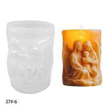 1pc Jesus, Virgin Mary, Angel Pattern Cylinder Candle Craft Silicone Mold - White - View 9