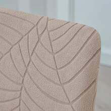 4 piezas Funda elástica de tela jacquard de hoja de peluche para cubrir por completo el sillón reclinable - 02#caqui - Ver 4