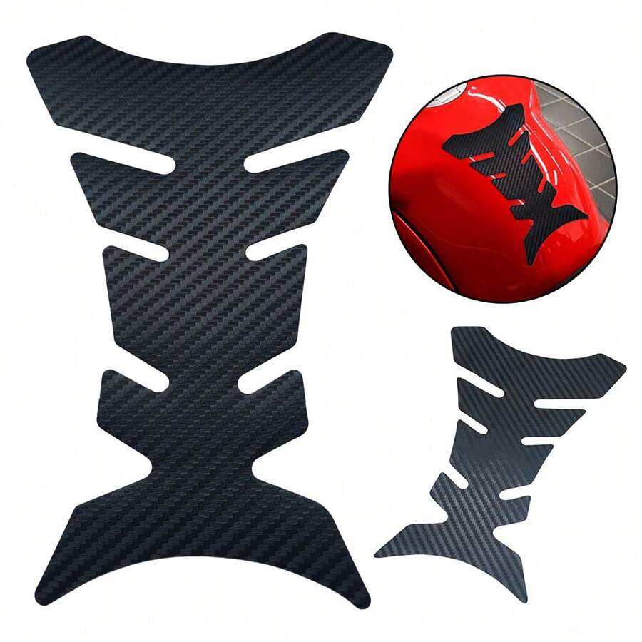 2PCS Universal Motorbike Motorcycle Carbon Tank Scratch Protector 3D Sticker Pad - Black - View 1