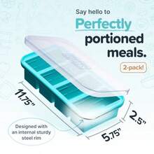 1 Cup Silicone Soup Freezer Molds With Lids  With Steel Reinforced Rim Perfect For Freezing Broth Rice Individual Portions Meal Prepping And More Aqua 2Pack - Aqua - 查看 2
