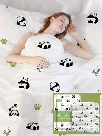 一次性超宽大四件套，白色一次性床单和枕套，干净卫生，旅行必备