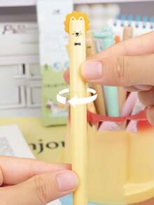 4 Packs Erasable Pen Cute Animal Press Neutral Pen Cartoon Elementary School Student Thermal Eraser Crystal Blue