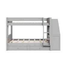 MERAX Full Size Multifunctional Bunk Bed With Desk And Bookshelves, Drawers, Gray - Kích thước đầy đủ có ngăn kéo (Màu xám) - Xem 10