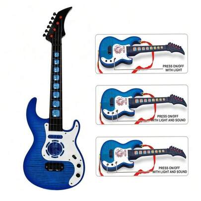 Guitarra eléctrica de música de banda de rock, guitarra de música pop con luces llamativas para niños y guitarra de música premium