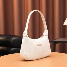 New Fashion Versatile Litchi Grain One Shoulder Bag, Baguette Bag, Classic Design, Niche Versatile Suitable For Travel, Shopping, Commuting - White - View 5