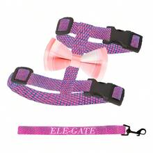 Kit Arnes Correa Diseño Moño Ajustable Cómodo Mascota Perros - Lila Púrpura - Ver 2