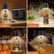 Paralume per bottiglia senza fili con luce, lampada a bottiglia LED dimmerabile, adatta per bottiglie, lampada a bottiglia a 3 temperature di colore ricaricabile, adatta per bar/casa/club/taverna, illuminazione per la casa, illuminazione per taverna, illuminazione di moda, lampada moderna, costruzione durevole, plastica e metallo, controllo touch, luminosità regolabile, decorazione per la casa, per feste - Multicolore - Visualizzare 10