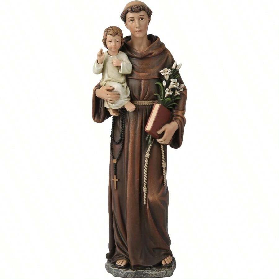 BC Catholic St. Anthony Statue  Figure Religious Gift To Dad Inspirational Home Décor 6" H Renaissance Sculpture Handmade By Buildclassic - 6 inchH - Xem 1