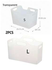 1个/3个装塑料软质收纳篮，长方形小篮，透明，适用于家庭、浴室、书桌、橱柜，S/M/L码 - 透明 - 查看 8
