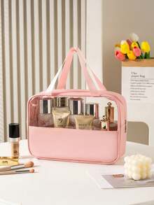 1pc Transparent Visible Travel Makeup Bag, Multifunctional Waterproof Storage Pouch, Portable Minimalist Toiletry Organizer Bag For Cosmetics, Skincare, Suitable For Beach, Travel, Dorm, Party, Birthday Gift For Women, Friends, Family,Pouch,Makeup Pouch,Travel Essential - Multicolor - View 14