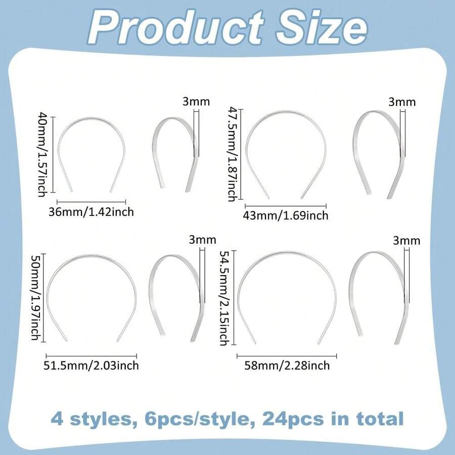 FINGERINSPIRE 24 Pack Dolls Hair Hoop-8inch BJD Hair Accessories Making, Hairbands Hair Hoops, Silver Plain Blank Hard Metal Headbands Hair Bands Clasps Tiara Accessories QDI7 - 1 - Xem 1