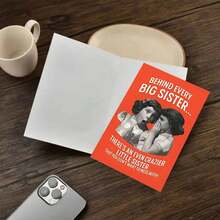 Sister-Themed Adult Humorous Card - "Crazier Little Sister Behind Big Sis" Retro Greeting (With Envelope) - Multicolor - View 7