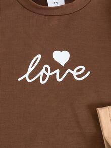 3pcs/Set Girls' Casual Everyday Heart Print Round Neck Short Sleeve T-Shirt Tops, Summer - Multicolor - View 8