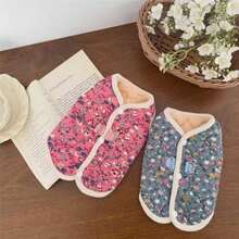 新款秋冬宠物服装，带牵引环，加厚保暖，适合小型犬、猫咪、泰迪犬、贵宾犬等，秋冬花卉图案背心 - 彩色 - 查看 9