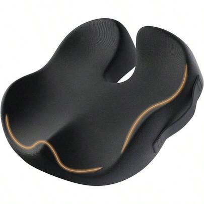 Cushion, Office Chair Cushion Sciatica, Coccyx Cushion, Car, Home, Pressure Pad Hip, Tailbone, All Day Comfort - Black
