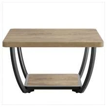 LITTLE TREE Square Coffee Table With Storage Shelves, 31.5" Farmhouse 2-Tier Accent Center Cocktail Table With Arc Metal Frame For Living Room, Brown & Black - 棕色和黑色 - 查看 10