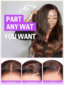 MEGALOOK Gradient Brown Big Wave Lace Front Wig 13x6 Glueless Drawstring 100% Human Hair Pre-Cut Ear To Ear Lace Pre-Plucked Hairline Invisible Knots 18-26 Inch 180% Density Beginner Friendly - Rooted & Ombre - View 8