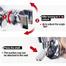 Soporte ajustable para cabezal de ducha con ventosa extrable, soporte de cabezal de ducha sin taladro, soporte de cabezal de ducha con cromo pulido para bao - Plateado - Ver 3