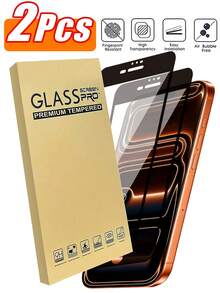 2pcs Tempered Glass Screen Protector, Compatible With IPhone 17 Pro Max, 17 Air, 16 Pro Max, 16e, 7, 8 Plus, X, XR, XS Max, 15, 13, 11, 12, 14 Pro Max, Mini, Full Coverage, Black Frame, Scratch-Resistant, Screen Protection, Compatible With Phone Case - Clear - View 26