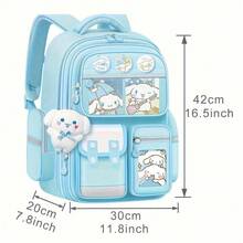 三丽鸥酷洛米多口袋背包 - 可爱的酷洛米主题，轻便单肩包，带多个隔层，适合装奖品和奖励 - 彩色 - 查看 10