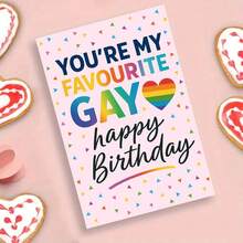 "You're My Favourite Gay" Happy Birthday Card - Vibrant Rainbow Design For Adult LGBTQ+ Celebrations (With Envelope) - Multicolor - View 1