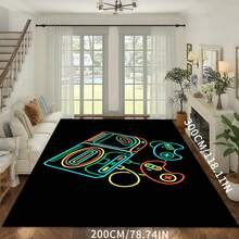 Alfombra de área con diseño de control de juegos creativo moderno, lavable a máquina, con respaldo antideslizante, de fibra de poliéster, hecha a máquina, alfombra de baño para sala de estar, dormitorio, decoración de oficina en casa - 1 pieza - Multicolor - Ver 29