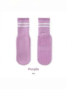 Women's Anti-Slip Yoga Socks - Thickened, Warm, And Anti-Slip Design; Polka Dot Pattern Suitable For Yoga, Pilates, Fitness, And Sleep - Autumn/Winter Styles Available In Dark Pink, Gray, Purple, And Black.