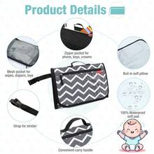Portable Baby Changing Pad, Foldable Waterproof Diaper Changing Pad For Travel Baby Change Mat With Wipe-Pocket ...