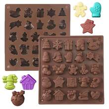 1pc Christmas Silicone Chocolate Mold - Christmas Tree, Santa Claus And Gingerbread Shapes, Multi-Functional Silicone Mold, Suitable For Cake Decoration, Ice Cube Making - Multicolor - View 1
