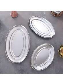 Oval Serving Tray, Stainless Steel, Restaurant Portion - 銀色 - 查看 2