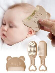 Bộ 3 lược hình gấu, lược chải tóc cho trẻ sơ sinh, lược lông mềm dùng để tắm và mát-xa cho trẻ sơ sinh và trẻ nhỏ - Nhiều màu - Xem 1