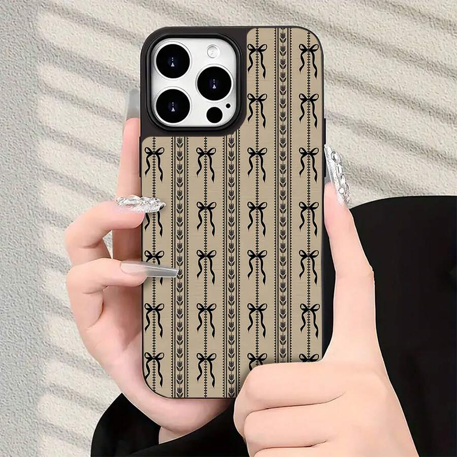 Una hermosa funda para teléfono con lazo y un elegante diseño floral, compatible con , , OPPO, 17, 16, 16 ProMax, 15, 15 ProMax, 14, 13, 12 y 11 Pro. Fabricada en TPU, ofrece protección a prueba de golpes. Un regalo perfecto para familiares, amigos, niños, cumpleaños, Halloween, Navidad, novios, novias y San Valentín. - Negro - Ver 1