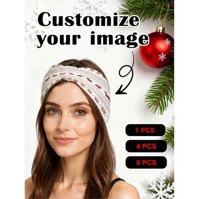 SRH Diadema de moda para mujer personalizable con fotos, disponible en múltiples cantidades (1/4/6 piezas), tamaño 31.5x51.5 cm (1/4/6 piezas, una sola cara), hecha de fibra de poliéster. Puedes subir fotos personalizadas. Adecuada para uso diario, fiestas, deportes, correr y viajar. Un accesorio y herramienta de peinado para el cabello.