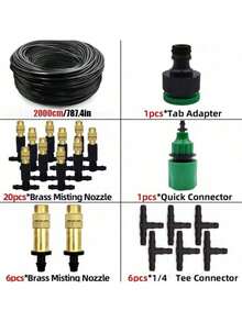 "Efficient Water-Saving Drip Irrigation System Kit With 1/4'' Mist Nozzles & Locking Fittings - Automatic Plant Spray & Dust Reduction Watering Nozzles, Compatible With 1/4'' Drip Tubing For Potted Plants, Flower Beds, Garden Irrigation Supplies" - Multicolor - View 8