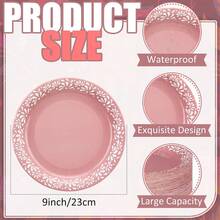 10pcs/20pcs/40pcs 9-Inch Pink Mexican Paper Plates, Birthday Party Tableware Decor, Mexican Terracotta Flower Plates, Ceramic Plates For Birthday Wedding Party - Pink - View 4
