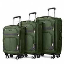 Softside Luggage Set,Expandable Luggage For Extra Capacity,Large Capacity Family Suitcase,Lightweight Waterpoof Resistant Polyester,20inch+28inch,20inch+24inch+28inch - GREEN/GREY - 查看 11