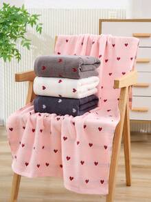 1pc/2pcs(Towel + Bath Towel) Thickened Absorbent Heart-Shaped Towel Set, Suitable For Face Washing, Bathing, Gym, SPA, Swimming, Soft And Skin-Friendly Bath Towel - Multicolor - View 4