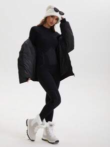 Ski Outfit Women Seamless Crew Necl Long Sleeves Tops Snow Suit Ski Thermal Jumpsuit Yoga Snowboarding Outfit Winter Clothes - Black - View 8