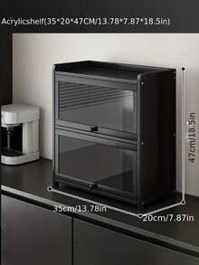 新款实用桌面收纳架，两层/三层竹制面包盒，带亚克力透明窗 - 大容量厨房台面收纳架，复古农舍风格，适用于面包、糕点和食品储藏室。天然竹制表面。面包糕点收纳架。不直接接触食物。