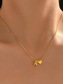 قلادة حرف من A إلى Z أنيقة، قلادة من الفولاذ المقاوم للصدأ بطراز بوهيمي، هدية مجوهرات للعائلة والأصدقاء والمراهقين - ذهبي أصفر - مشاهدة 1