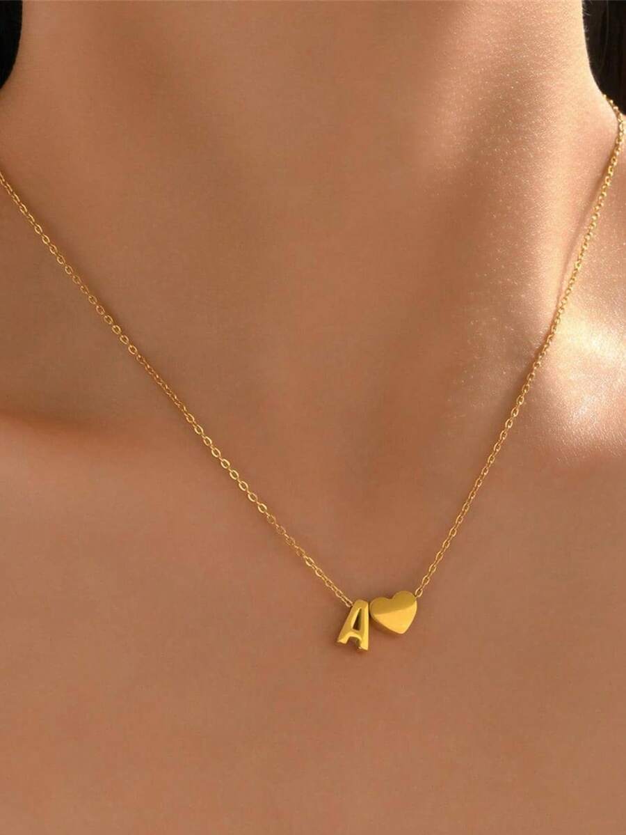 قلادة حرف من A إلى Z أنيقة، قلادة من الفولاذ المقاوم للصدأ بطراز بوهيمي، هدية مجوهرات للعائلة والأصدقاء والمراهقين - ذهبي أصفر - مشاهدة 1