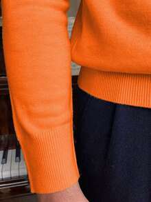 Suéter de cuello alto de manga larga de punto para hombre GRDR, versátil para uso diario - Naranja - Ver 5