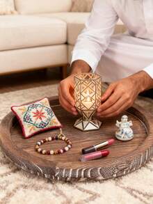 1pc Round Tortoise Tray, Decorative Bathroom Tray, Tortoise Display Tray, Serving Platter Tray, Perfume Tray, For Cosmetics, Jewelry, Skincare Products Storage