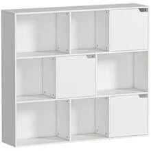 Homcom Bookcase, 9 Cube Compartments, 3 Doors, 6 Open Shelves, Living Room, Bedroom, Particleboard